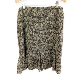Y2K Fairy Grunge Dark Floral Dress Barn Skirt Green Gold Large